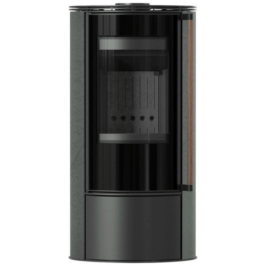 Sobă Erik 5.5kW Serpentino - mâner lemn - samota neagra