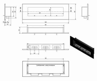DELTA 3 Negru - 120 x 40 cm