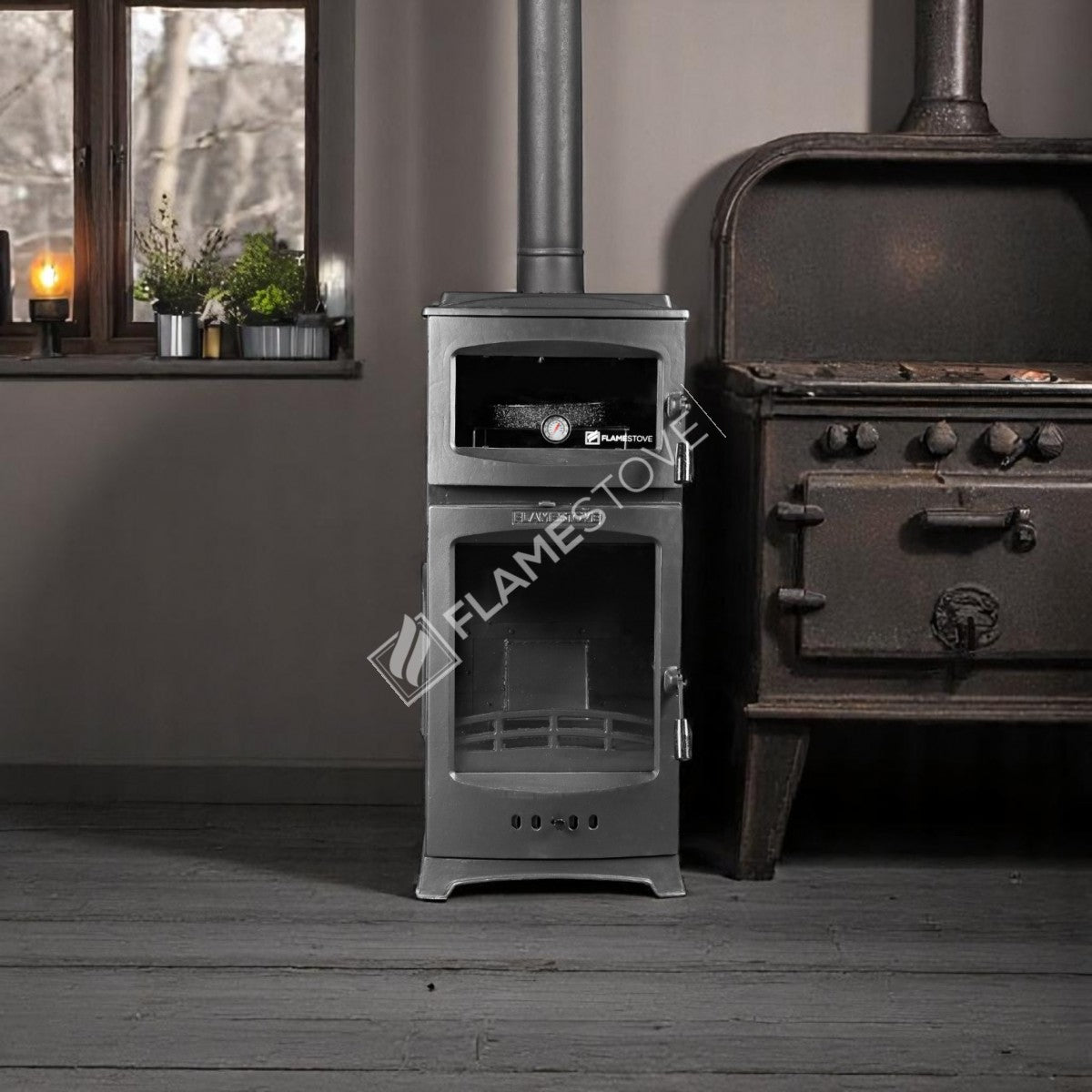FS-214 Lux Gourmet Pellet Stove | 12 kW High Efficiency, 3-Sided Schott Robax Glass, Chrome Combustion Chamber