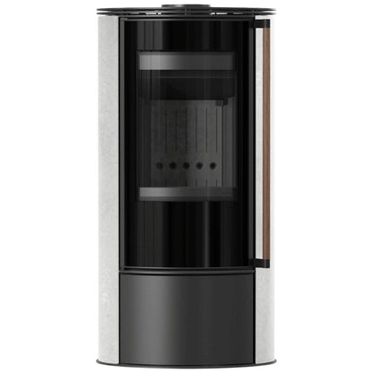 Soba Erik 5.5kW White Natural - maner lemn - samota neagra