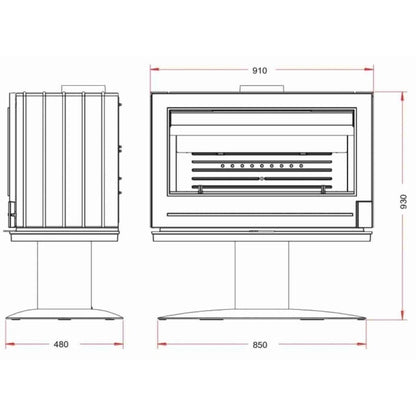 Soba fonta Elton 12-18kW, 210 kg, latime 91 cm