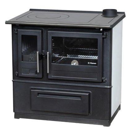 Slavonac N White 8kW Cast Iron Wood Cook Stove, Right Flue