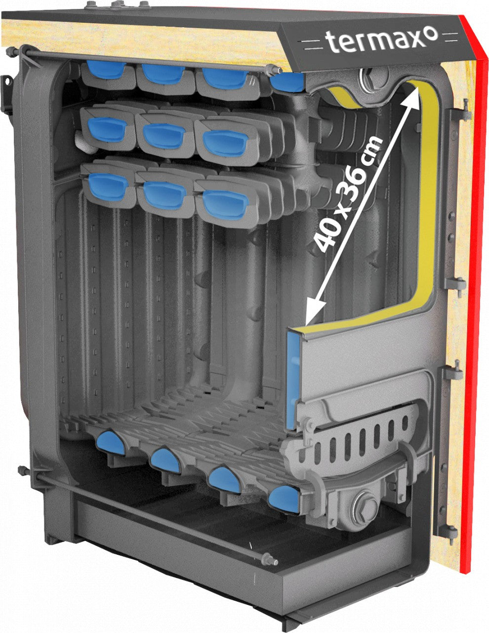 Centrală/Cazan fontă Termax Bio 34 kW, biomasă, Ø 147 mm, volum apă 48 litri
