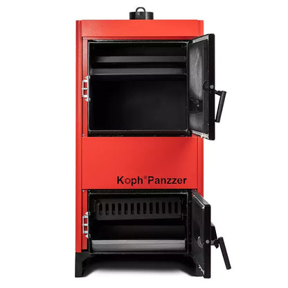 Centrală/Cazan pe lemn/cărbuni KOPH Panzzer 52 kW/60 kW cu regulator de tiraj inclus, Ø 160 mm, volum manta apă 100 litri