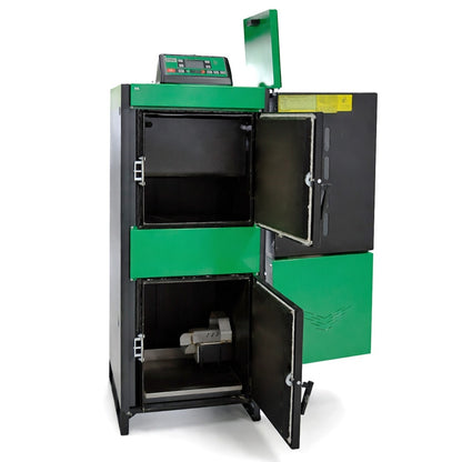 Centrala mixta lemn/pelet Termax 60 kW, 400 mp, volum manta apa 150 litri, diametru cos fum Ø180 mm