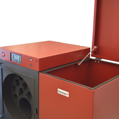 Centrală mixtă lemn/pelet Termax Tera 40 kW, 265 mp, buncăr peleți 120 kg, volum manta apă 100 litri, diametru coș Ø120 mm