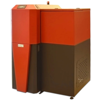 Centrală mixtă lemn/pelet Termax Tera 40 kW, 265 mp, buncăr peleți 120 kg, volum manta apă 100 litri, diametru coș Ø120 mm