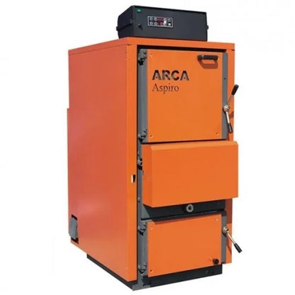 Centrala pe lemne cu gazeificare Arca Aspiro 52RI inox, 49 kW, Ø coș fum 180 mm
