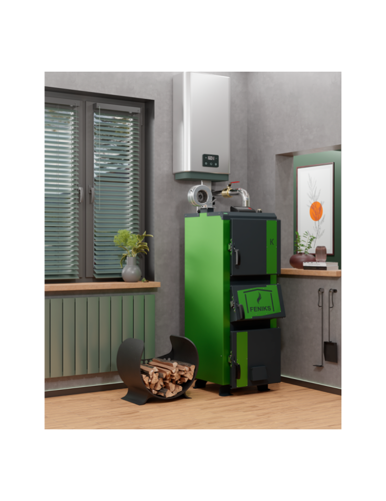 Feniks K Premium 40 kW - centrală termică pe lemne, cărbune, bricheți