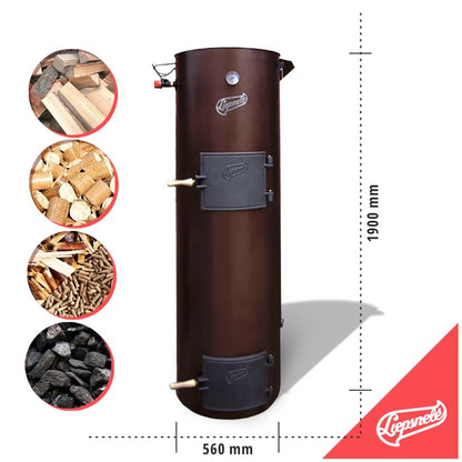 Centrală tip lumânare pe lemne, cărbune, brichete de rumeguș, peleți, 20 kW, Liepsnele L20 Universal