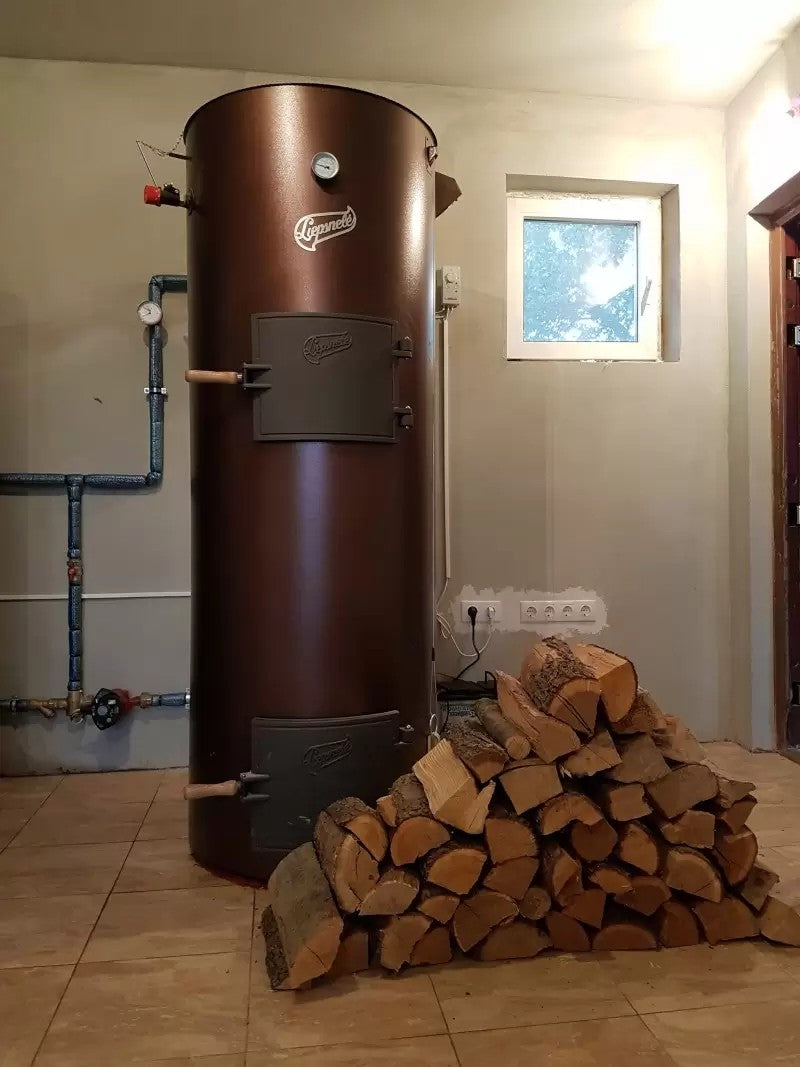 Centrală tip lumânare pe lemne, cărbune, brichete de rumeguș, peleți, 20 kW, Liepsnele L20 Universal