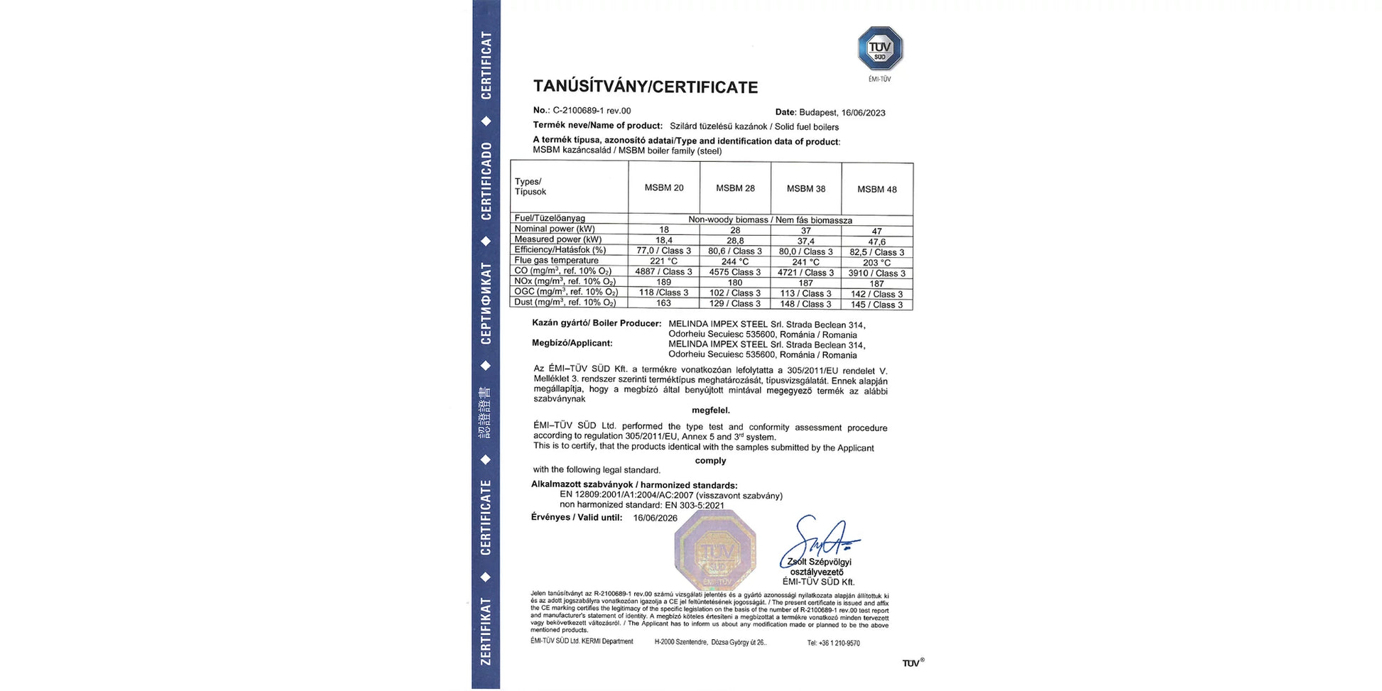 Cazan pe lemne, din tabla de otel, 28 kW, PMSBM28B, BlauTech
