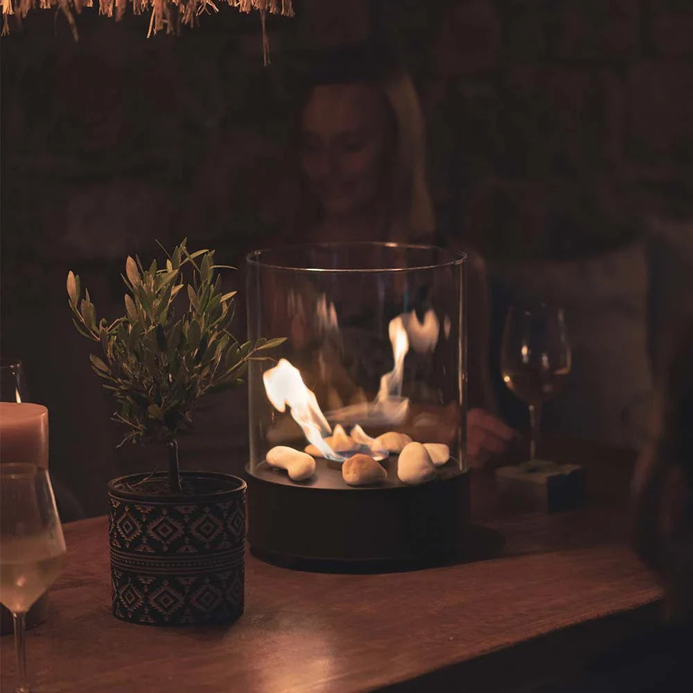 Șemineu de Masă Chantico Glassfire - Arzător Ecologic Rotund Negru cu Sticlă