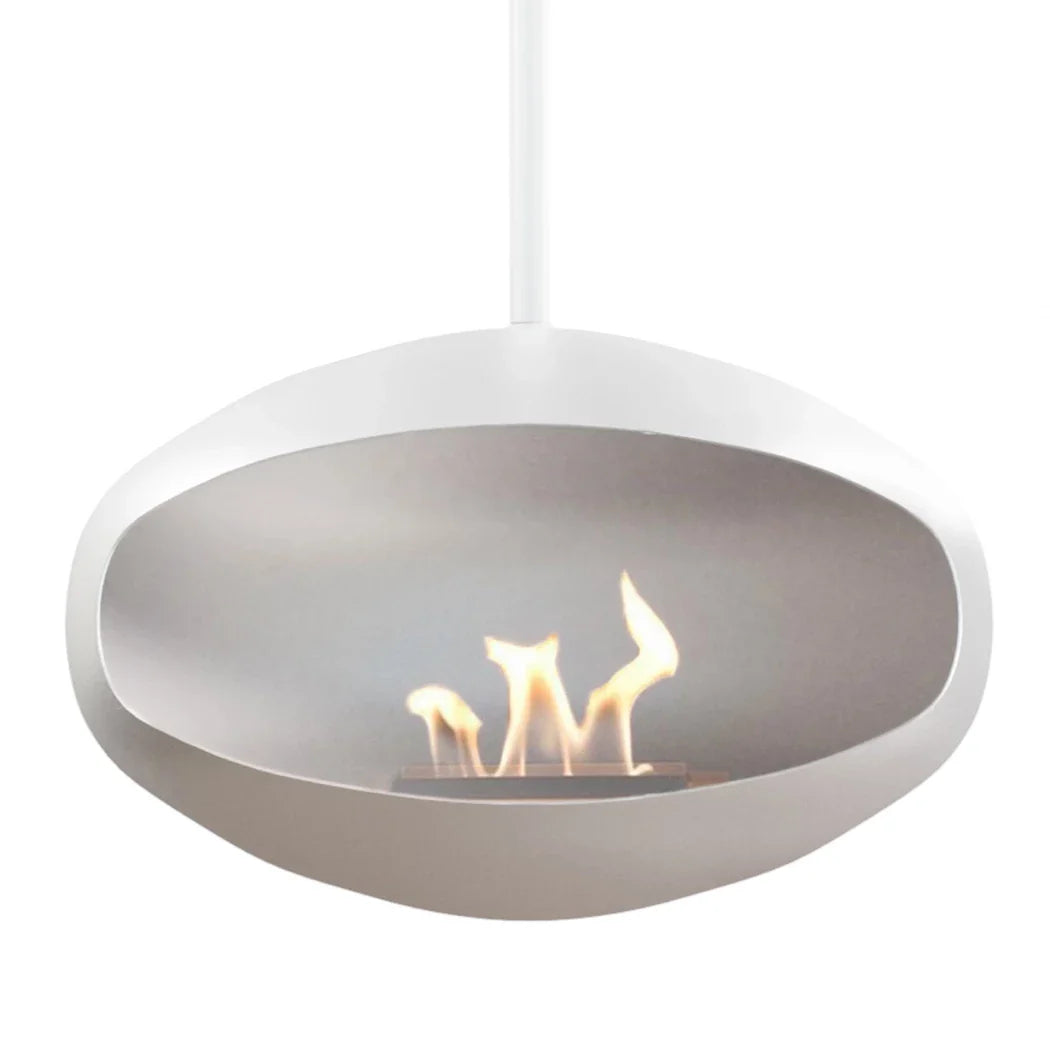 Șemineu pe Bioetanol Suspendat Cocoon Aeris - Alb Mat, Design Premiat