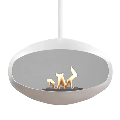 Șemineu pe Bioetanol Suspendat Cocoon Aeris - Alb Mat, Design Premiat