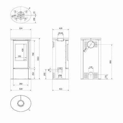 Soba Erik 5.5kW ceramica Serpentino - maner lemn - samota neagra