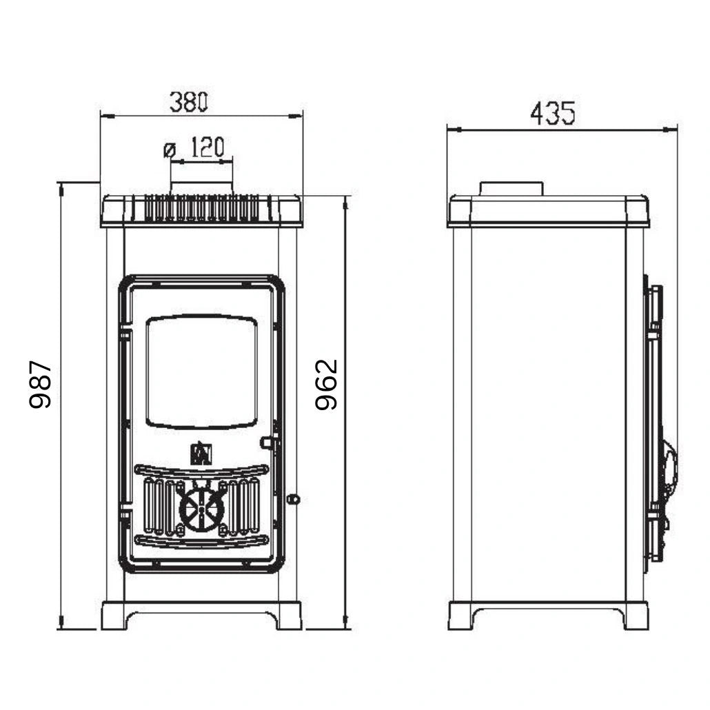Soba de fonta cu plita DORA 10 N Verde - 7.2kW