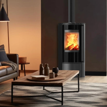 Soba Erik 5.5kW - maner lemn - samota neagra