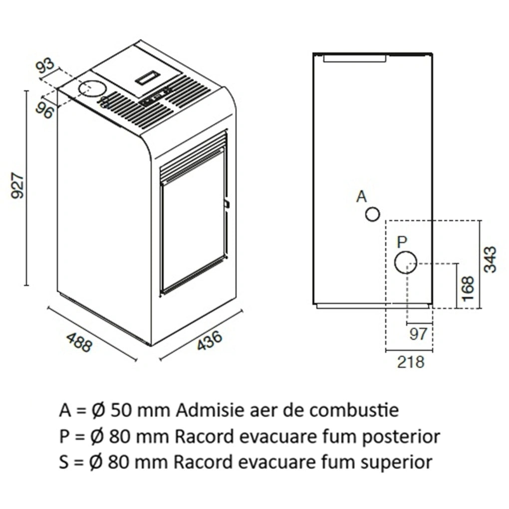 SOBA PE PELETI RITA PLUS 2.5-9.5 KW - ROSU