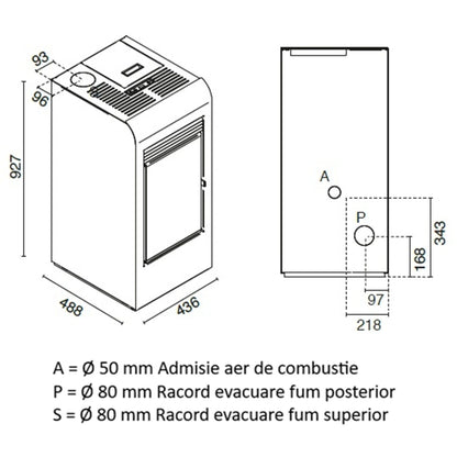 SOBA PE PELETI RITA PLUS 2.5-9.5 KW - ROSU