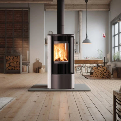 Soba Erik 5.5kW ceramica White Natural - maner lemn (Copy)