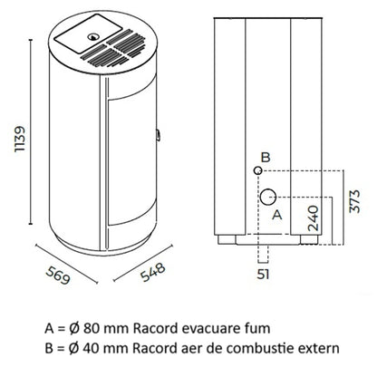 SOBA PELETI 3.8-9.3 KW TONDA ROSU - CONVECTIE NATURALA