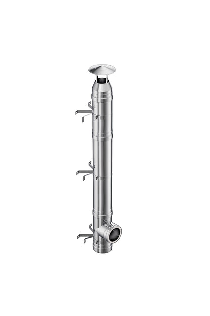 Coș de fum profesional dublu perete – Practic INOX – Înălțime 6m, diametru interior 150 mm, racord 90, suspendat