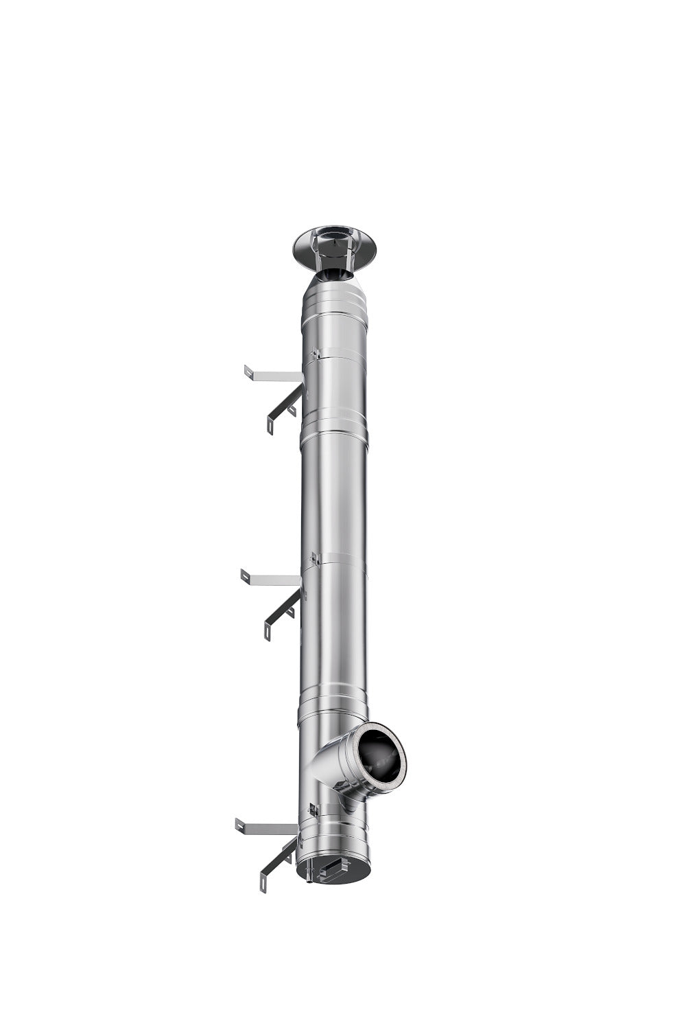 Coș de fum profesional dublu perete- Practic INOX – Înălțime 5m, diametru interior 200 mm, racord 90, suspendat