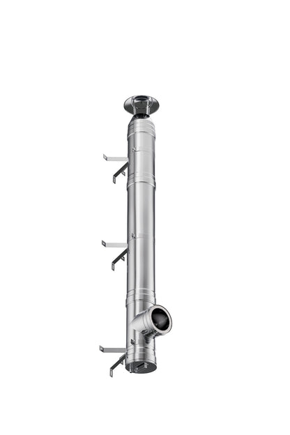 Coș de fum profesional dublu perete- Practic INOX – Înălțime 6m, diametru interior 200 mm, racord 90, suspendat
