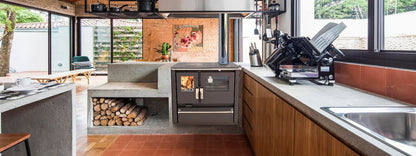 Sobă de gătit pe lemne Verso CS Plus Ceramic, 7,7 kW - Champagne