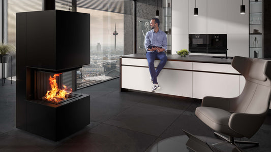 Artemis - Soba Eleganta cu Foc Panoramica 3-Fete, Design Premium Spartherm