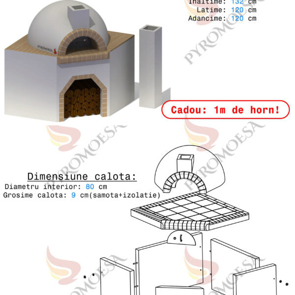 Gratar de gradina, placat cu samota, 105 cm latime - Pyromoesa
