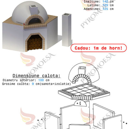 Gratar de gradina cu afumătoare – 105 cm - Pyromoesa