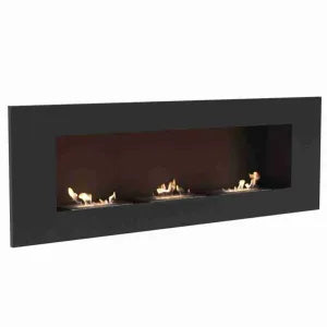 Bioșemineu de perete DELTA 3 Negru – 120 x 40 cm