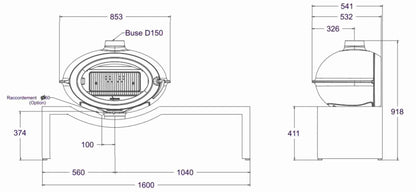 Soba fonta Brio cu suport tip banca 7-10.5kW