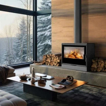 Soba otel Kari 80 - 12kW cu loc lemne - samota neagra