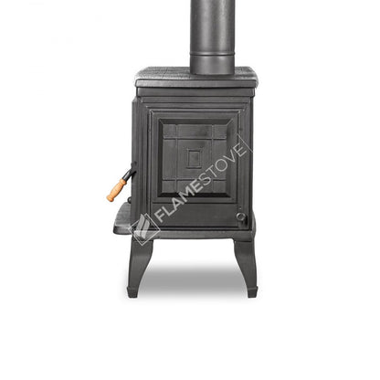 Sobă clasică FS-041 Retro din fontă, cu eficiență ridicată pentru lemne și cărbuni, sticlă Schott Robax, sistem de aer balansat posterior, 10 kW