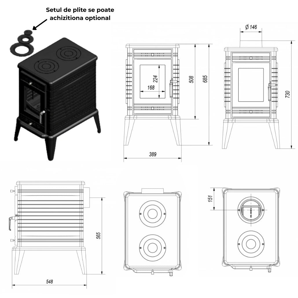 Soba K10 / 10-13kw cu ASDP (reglaj automat admisie)