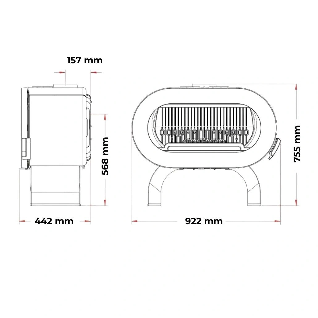 Soba fonta Fifty Arche 175 kg, 10-15kW - Negru