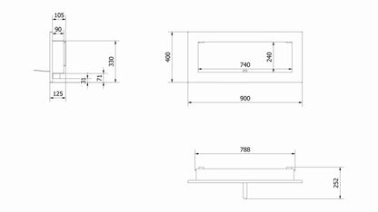 DELTA 2 SLIM - 90 x 40 cm