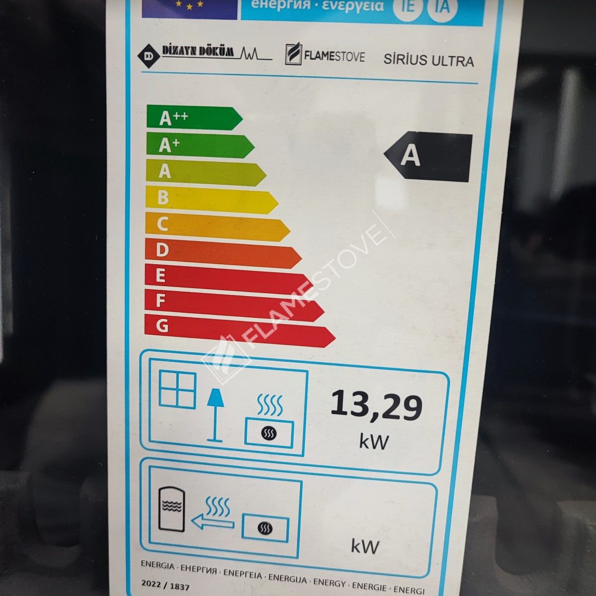 Șemineu pe lemne FS-14YKST Ultra Sirius din fontă cu rezervor, certificat CE
