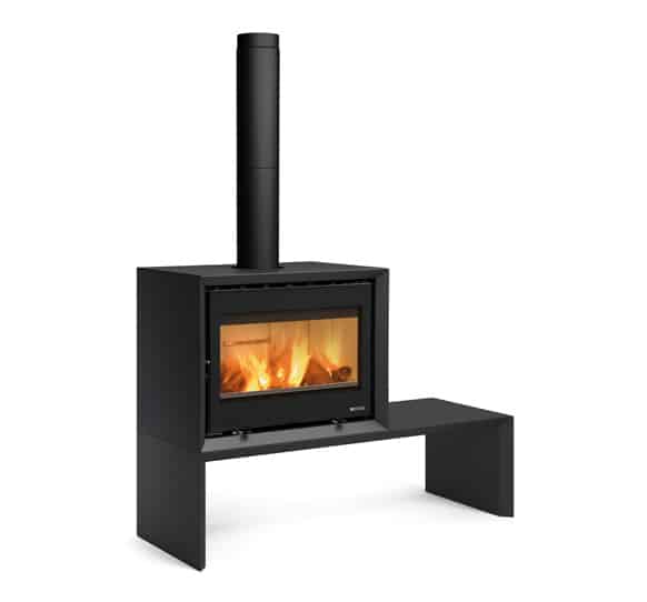 Sobă pe lemne Nordica Dante 5.0 cu loc lemne 12,4 kW - 335 m³ încălzibili- negru mat