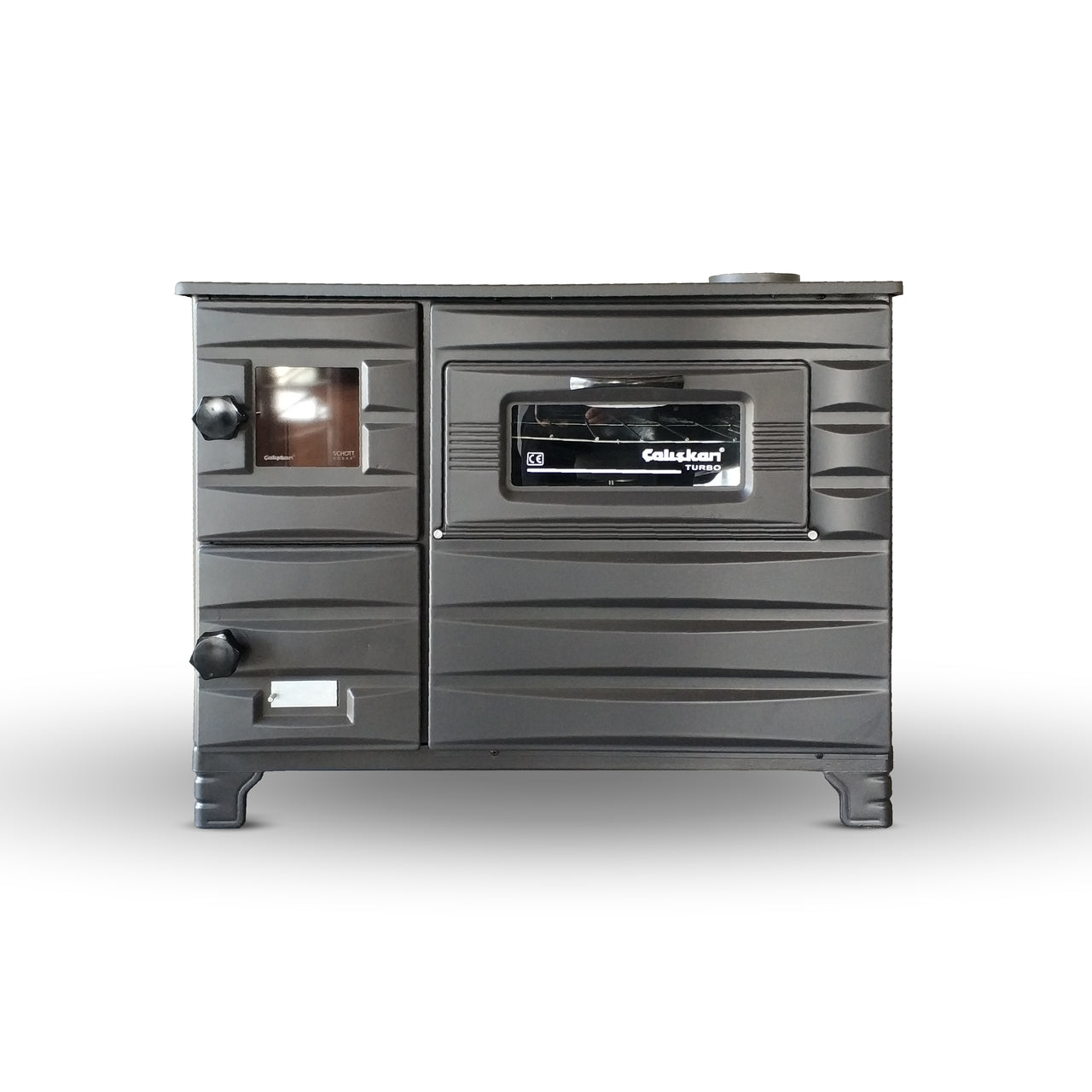 Șemineu de Lux 212, Negru Mat, cu Cărămidă, 6.330 kW