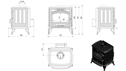 Soba K6 / 8-11kW cu Ventilator Turbo