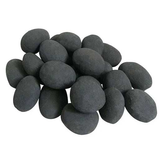 Pietricele Ceramice Negre - Set de 24 Bucăți pentru Șeminee Bioetanol