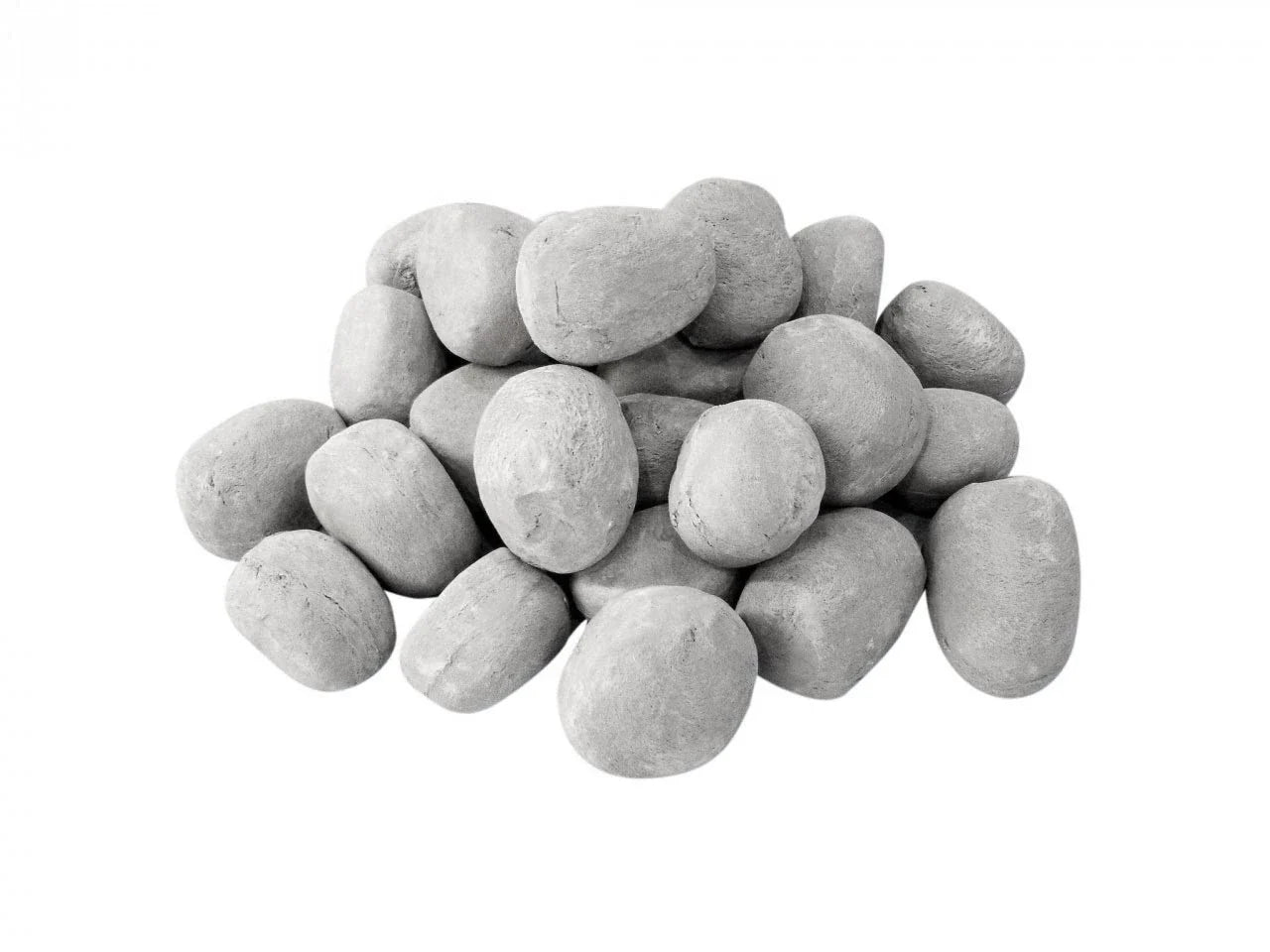 Pebble Ceramice Gri Decorative - Set de 24 Piese pentru Șeminee