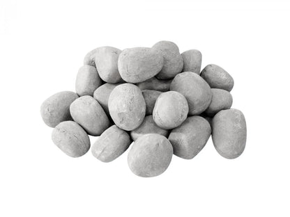 Pebble Ceramice Gri Decorative - Set de 24 Piese pentru Șeminee