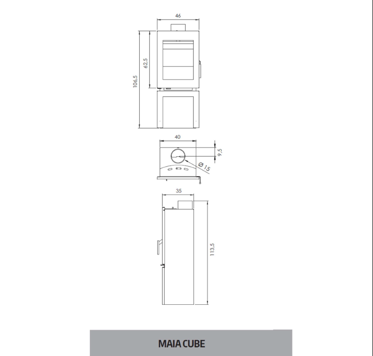 Soba pe lemne Carbel MAIA CUBE, 7,18kW
