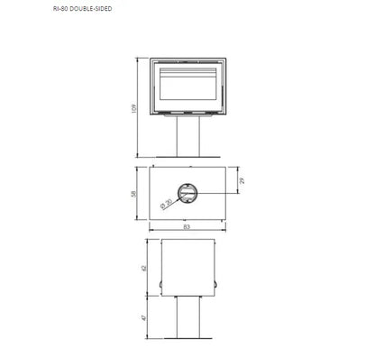 Soba pe lemne tip tunel Carbel RI-80, 11,3kW