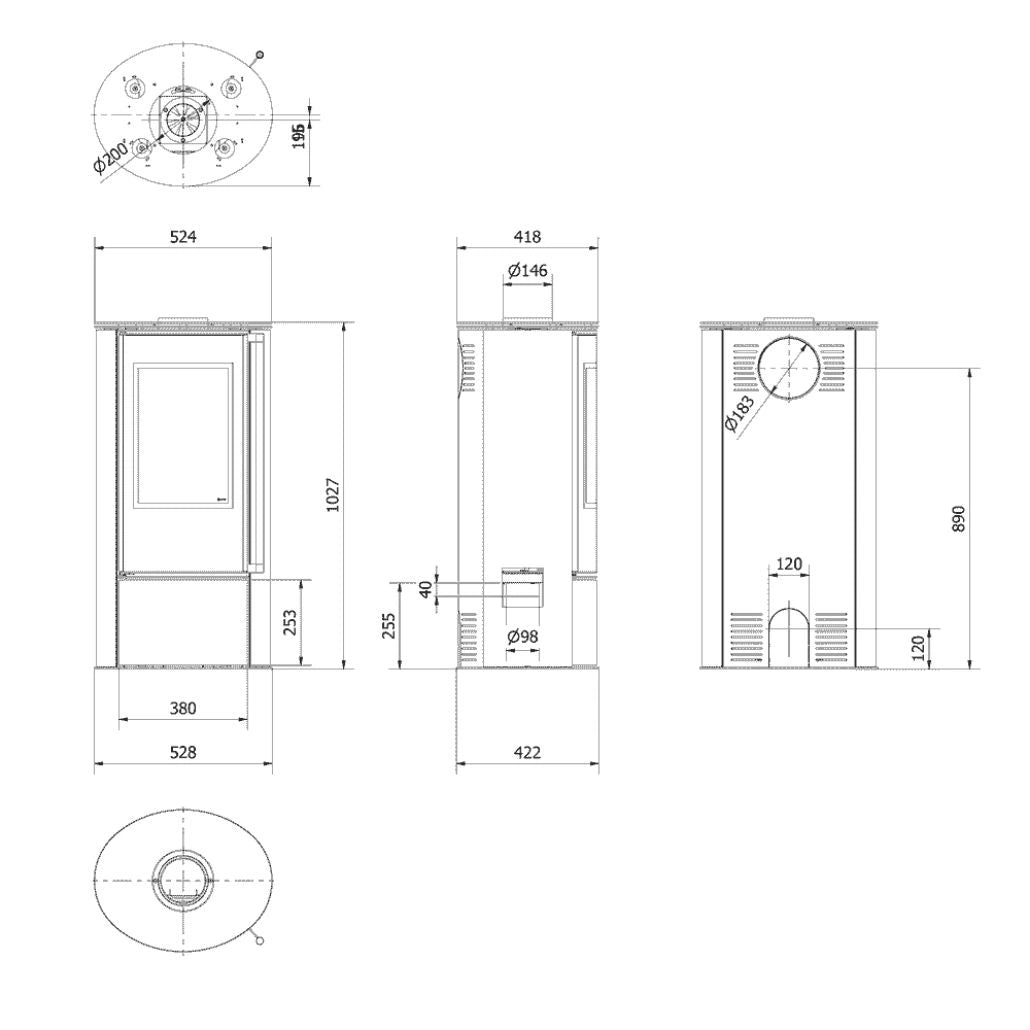 Soba Erik 5.5kW Grey Satin